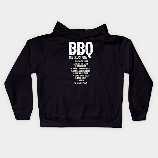 Funny BBQ Instructions Kids Hoodie by Scar